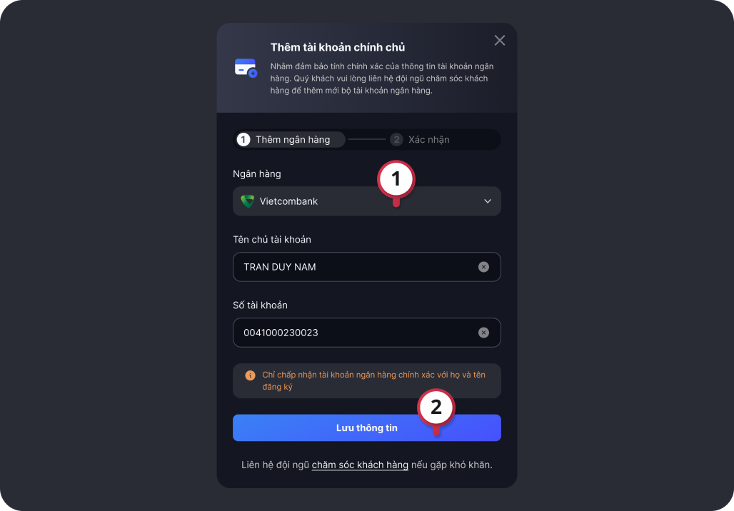 withdraw bank instruct step 1