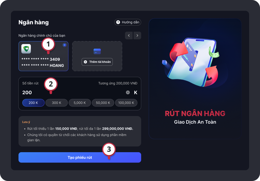 withdraw bank instruct step 2