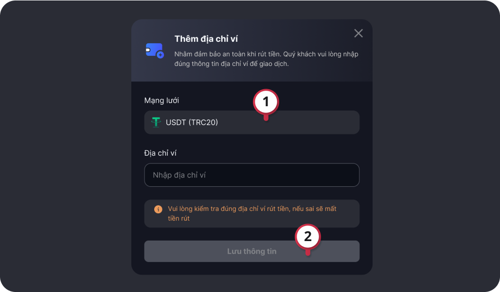 withdraw crypto instruct step 2